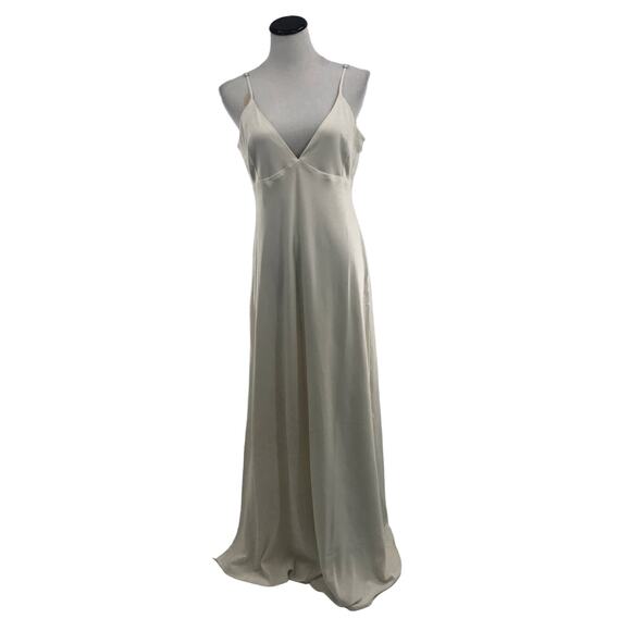 ModCloth Embrace Elegance Satin Ivory Cowl Back Maxi Dress - Picture 3 of 11